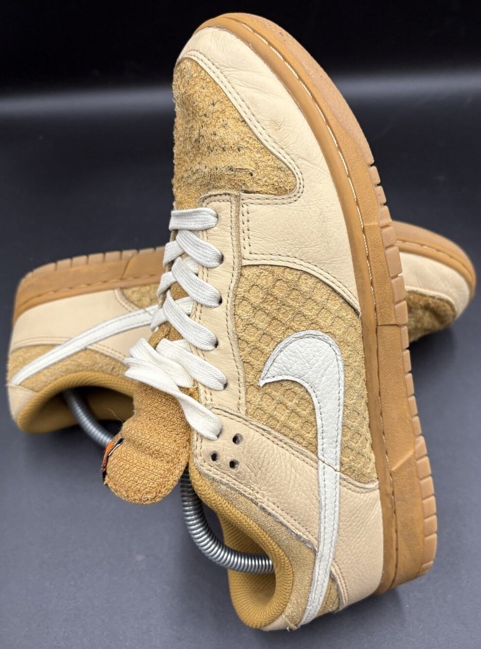 Nike Dunk Low Waffle Mens Tan Brown Leather & Suede Sneakers Sz 9.5 FZ4041-744